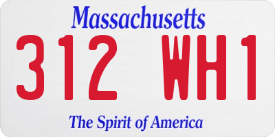 MA license plate 312WH1