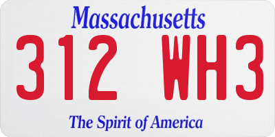 MA license plate 312WH3