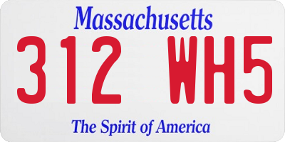 MA license plate 312WH5