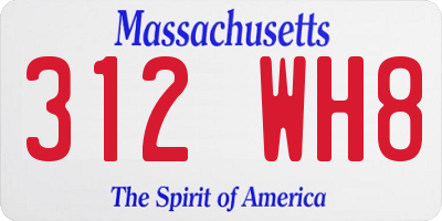 MA license plate 312WH8