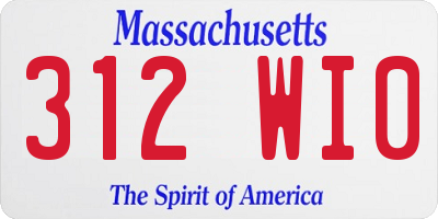 MA license plate 312WI0