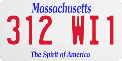MA license plate 312WI1