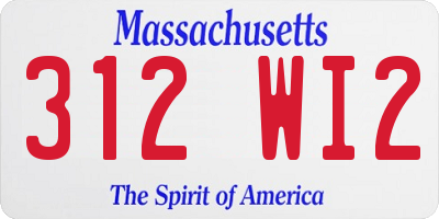 MA license plate 312WI2