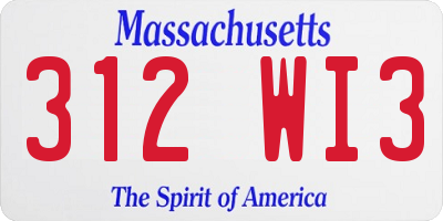 MA license plate 312WI3