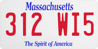 MA license plate 312WI5