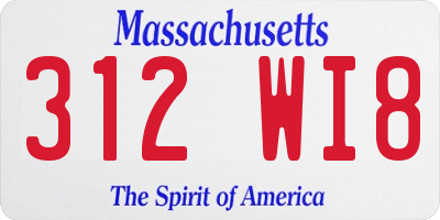 MA license plate 312WI8