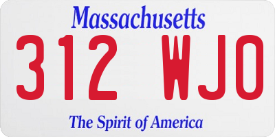 MA license plate 312WJ0