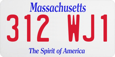 MA license plate 312WJ1