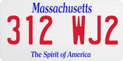 MA license plate 312WJ2