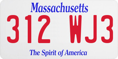 MA license plate 312WJ3