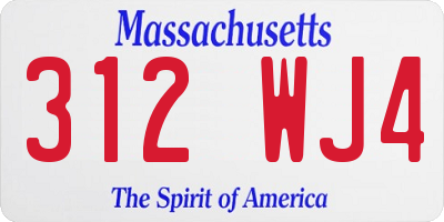 MA license plate 312WJ4