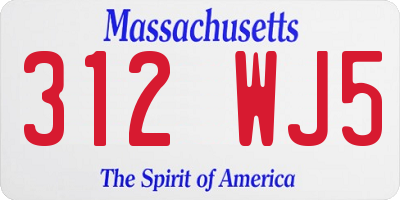 MA license plate 312WJ5