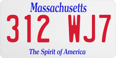 MA license plate 312WJ7