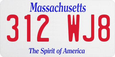 MA license plate 312WJ8