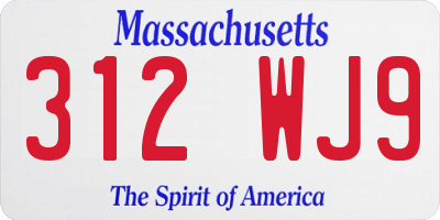 MA license plate 312WJ9