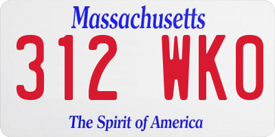 MA license plate 312WK0