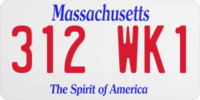 MA license plate 312WK1