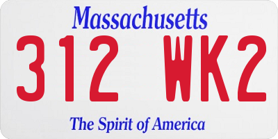 MA license plate 312WK2
