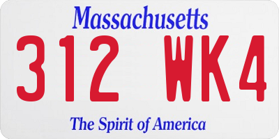 MA license plate 312WK4