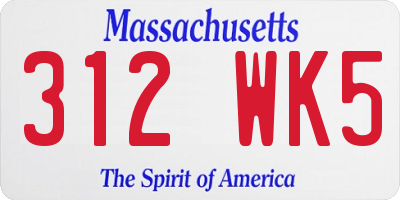 MA license plate 312WK5