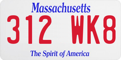 MA license plate 312WK8