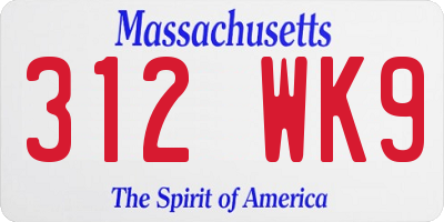 MA license plate 312WK9