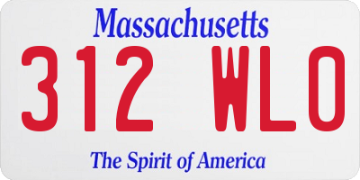 MA license plate 312WL0