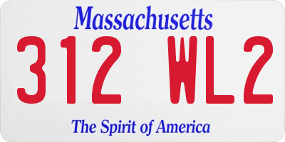 MA license plate 312WL2