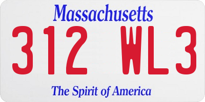 MA license plate 312WL3