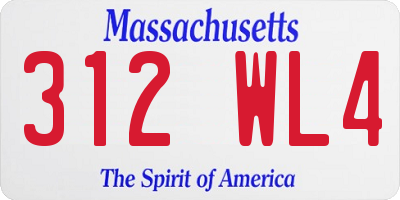 MA license plate 312WL4