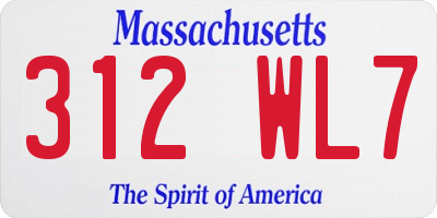 MA license plate 312WL7