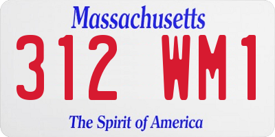 MA license plate 312WM1
