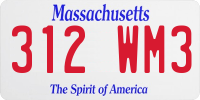 MA license plate 312WM3