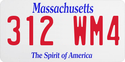 MA license plate 312WM4