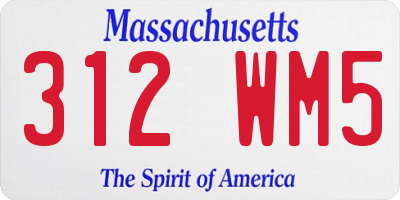 MA license plate 312WM5