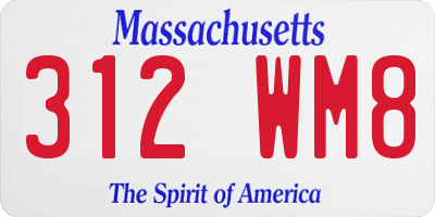 MA license plate 312WM8
