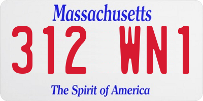 MA license plate 312WN1