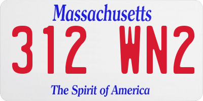 MA license plate 312WN2