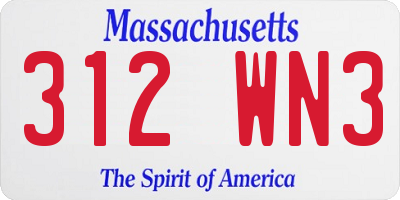MA license plate 312WN3