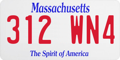 MA license plate 312WN4