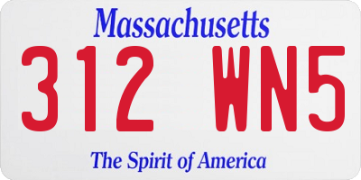 MA license plate 312WN5