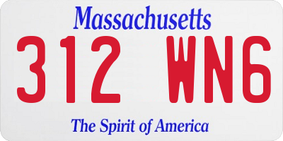 MA license plate 312WN6