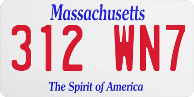 MA license plate 312WN7