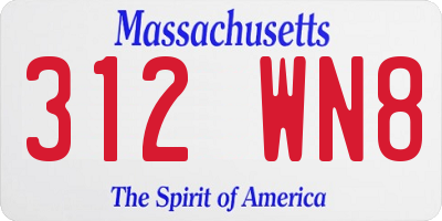 MA license plate 312WN8