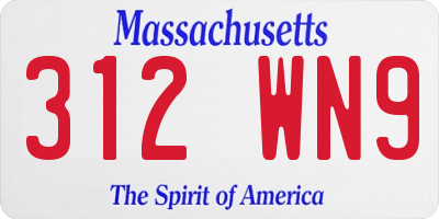 MA license plate 312WN9