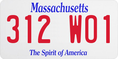 MA license plate 312WO1
