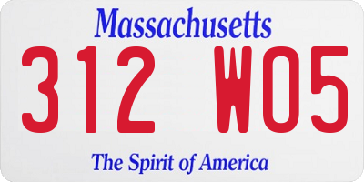 MA license plate 312WO5