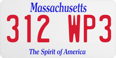 MA license plate 312WP3