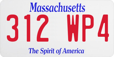 MA license plate 312WP4