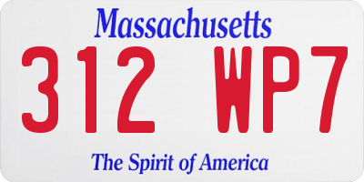 MA license plate 312WP7